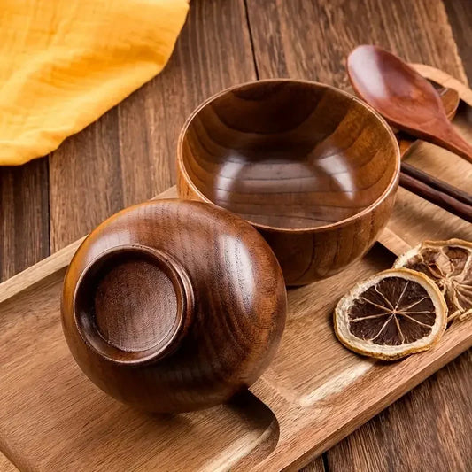 Natural Wooden Bowl for Rice, Soup, and Salad